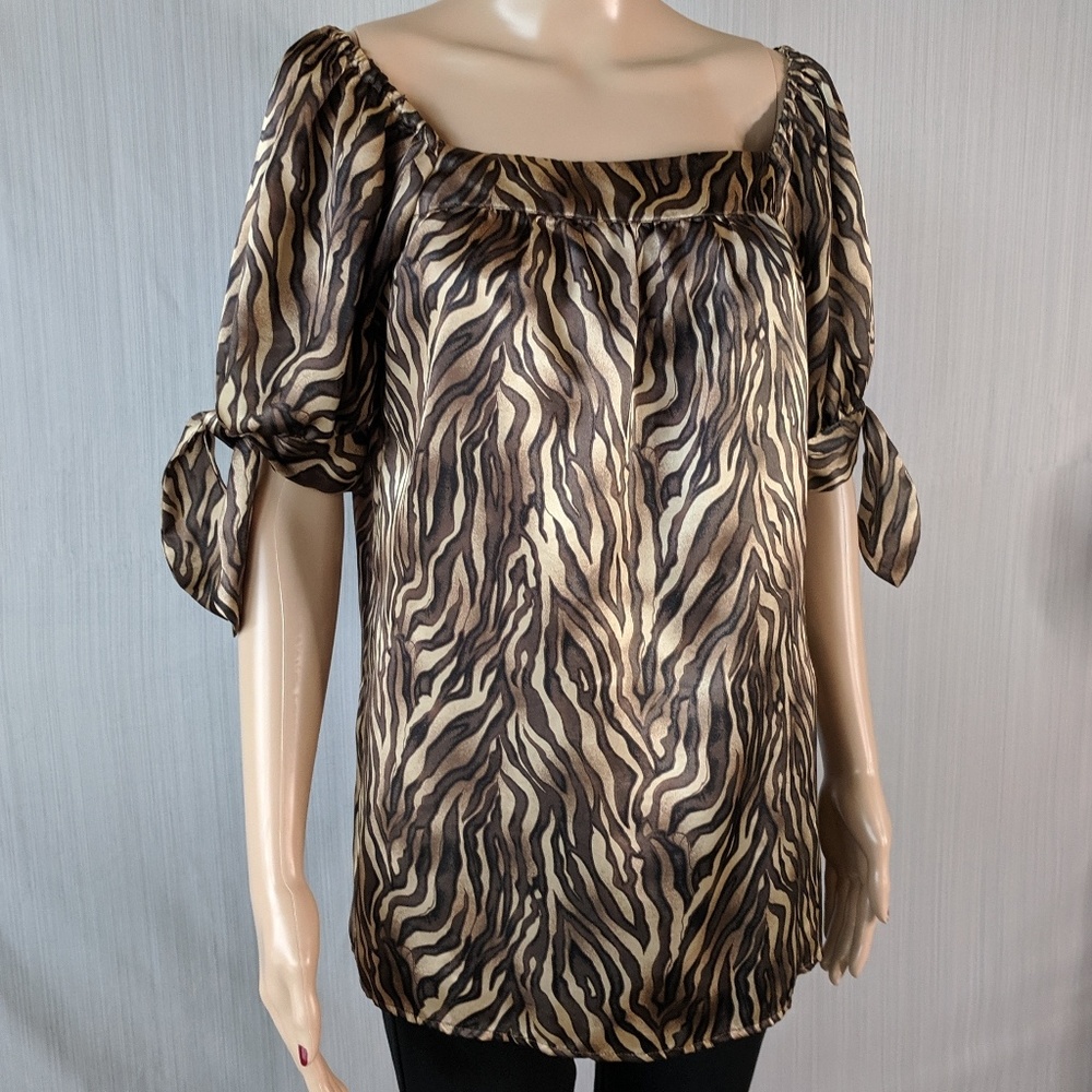 Animal print satin blouse